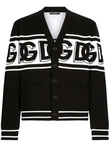 logo intarsia V-neck cardigan GXV13TJFMAT - DOLCE&GABBANA - BALAAN 1