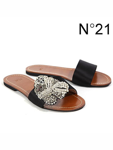 8729 6 NERO CRYSTAL SATIN SANDALS - Nº 21 - BALAAN 1