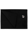 Zebra Logo Patch Wool Muffler Black - PAUL SMITH - BALAAN 4