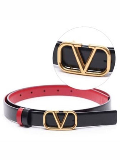 Reversible V Logo Signature Leather Belt Black - VALENTINO - BALAAN 2