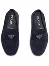 Triangle Logo Suede Loafers Navy - PRADA - BALAAN 4