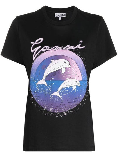 Dolphin Logo Graphic Short Sleeve T-Shirt Black - GANNI - BALAAN 2