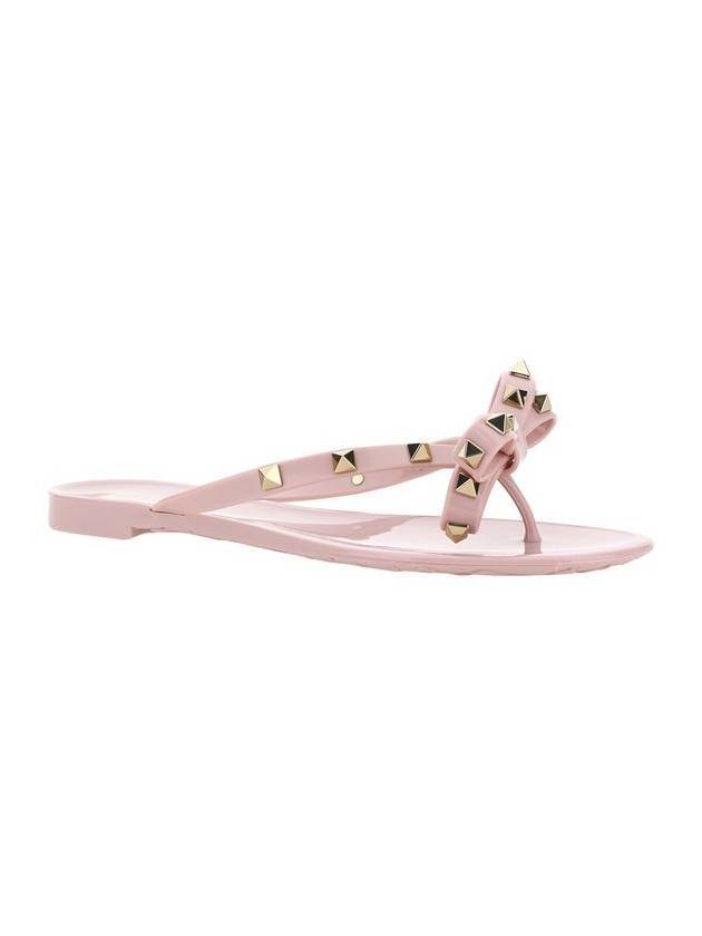 Ribbon Rockstud Flip Flops Water Rose - VALENTINO - BALAAN 3