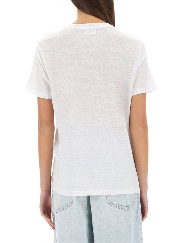 Zewel Print Cotton Short Sleeve T-Shirt White - ISABEL MARANT ETOILE - BALAAN 4