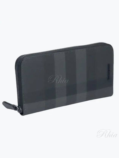 Logo Plaque Check Zipper Long Wallet Black - BURBERRY - BALAAN 2