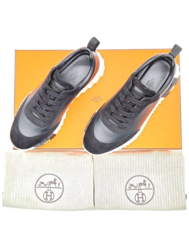 Bouncing Leather Low Top Sneakers Black - HERMES - BALAAN 5