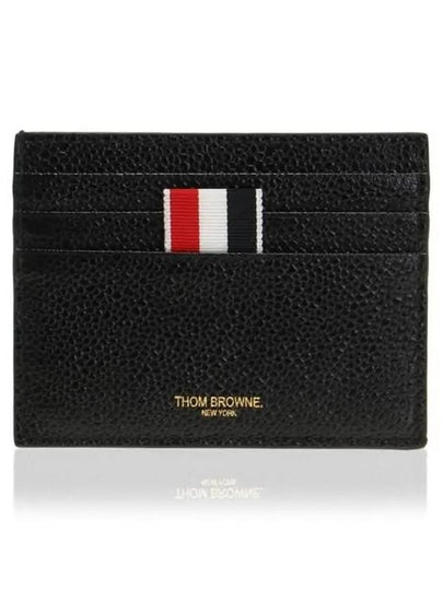 Pebble Grain Leather Stripe Note Compartment Card Wallet Black - THOM BROWNE - BALAAN 2