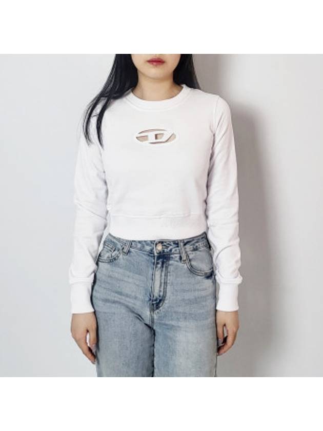 F Slimmy Cutout Logo Crop Sweatshirt White - DIESEL - BALAAN 2