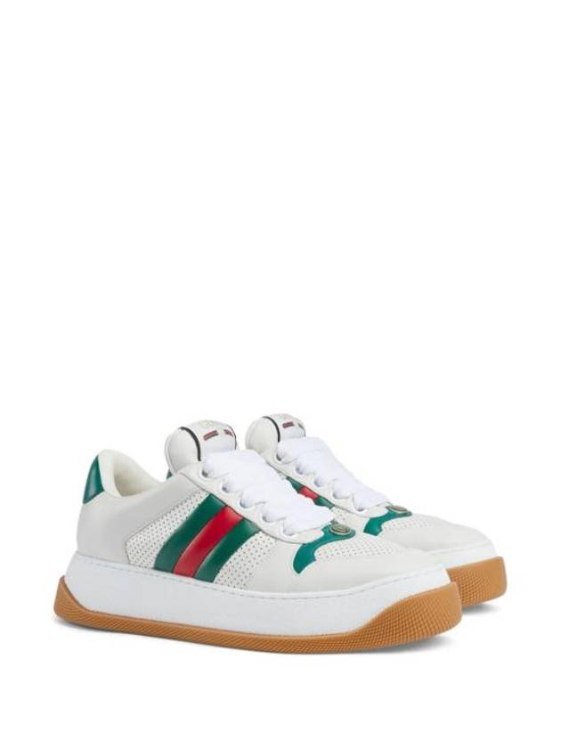 Screener Web Leather Low Top Sneakers White - GUCCI - BALAAN 3