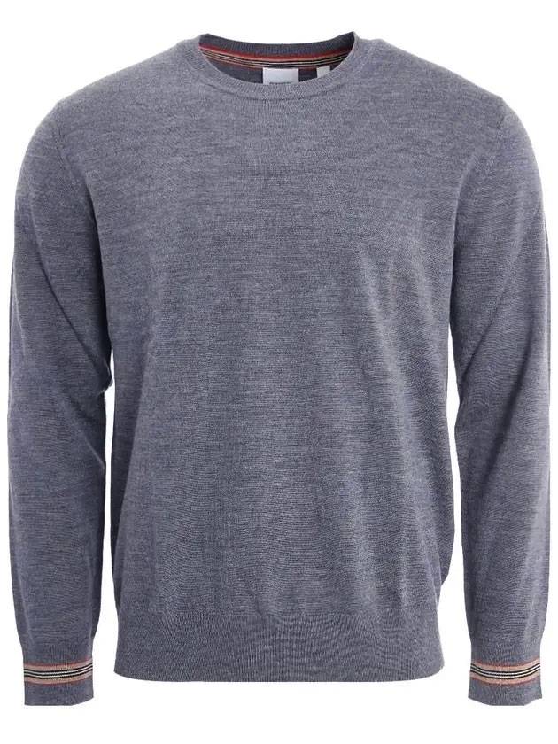 Men's Icon Striped Wool Long Sleeve T-Shirt Grey - BURBERRY - BALAAN 1