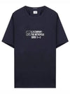 Metropolis Series Mercerized Jersey Reverse Graphic Short Sleeve T-Shirt Navy - CP COMPANY - BALAAN 2