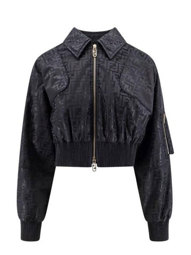 Women's Monogram Logo Bomber Jacket Black - FENDI - BALAAN 1