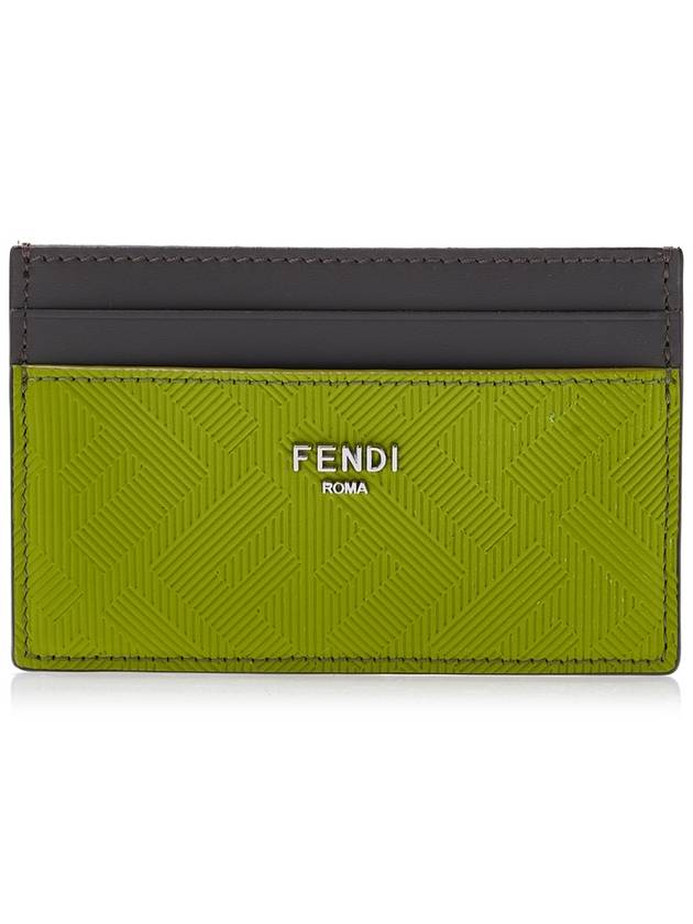 Men's FF Leather Card Wallet Green - FENDI - 2