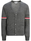 Stripe Armband Merino Wool Cardigan Grey - THOM BROWNE - BALAAN 3