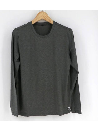 SPGRGOSN Unisex Basic Plain Functional Round Long Sleeve Tee Gray - SUPENER - BALAAN 1