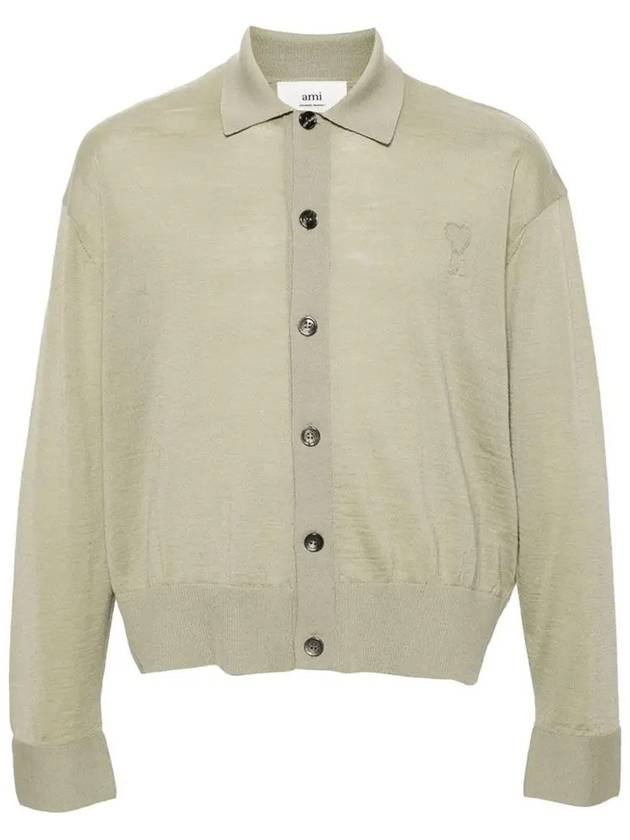 De Coeur Logo Wool Cardigan Beige - AMI - BALAAN 2