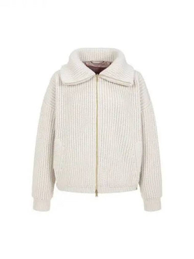 Women s ribbed cashmere knit jacket ivory 270206 - HERNO - BALAAN 1