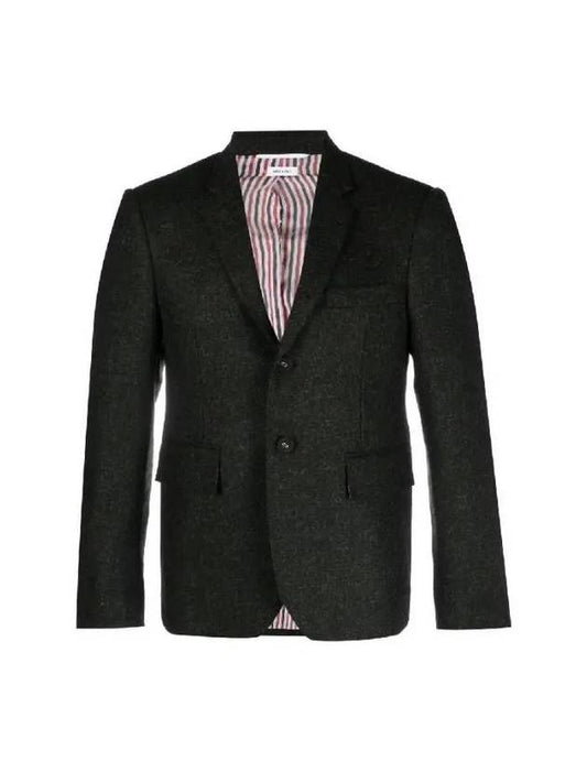 Button Single Breasted Jacket Dark Grey - THOM BROWNE - BALAAN 2