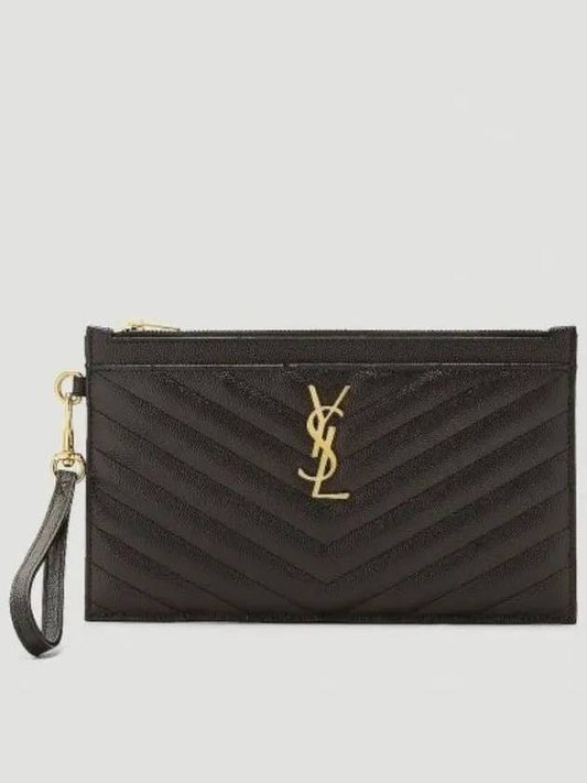 Cassandre Matelasse Large Zipped Clutch Bag Black - SAINT LAURENT - BALAAN 2