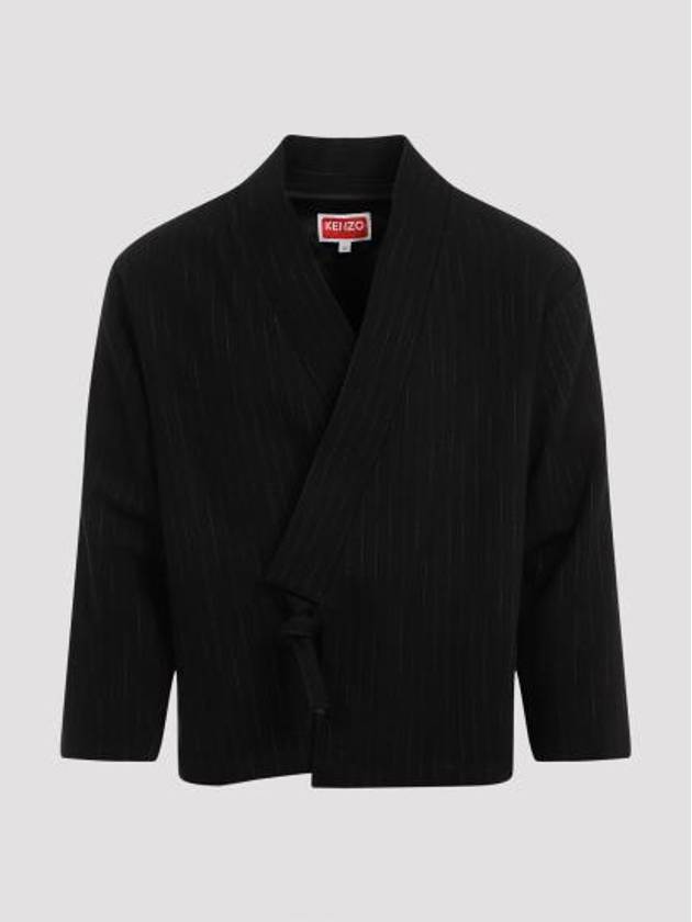 Striped Kimono Jacket Black - KENZO - BALAAN 4