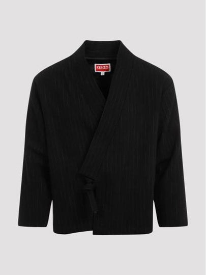 Striped Kimono Jacket Black - KENZO - BALAAN 2