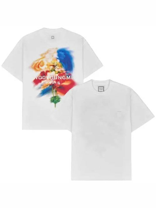 Swaying Flower Back Logo Short Sleeve T Shirt White - WOOYOUNGMI - BALAAN 2