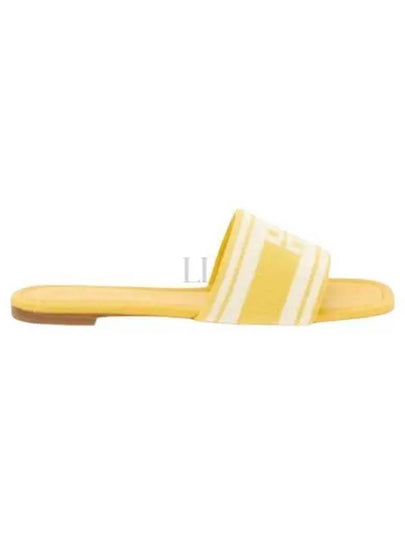 Logo Plaque Stripe Slippers Yellow - TORY BURCH - BALAAN 2