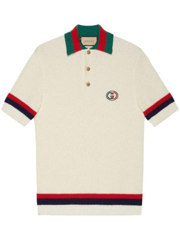 Web Knit Cotton Polo Shirt Ivory - GUCCI - BALAAN 1