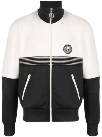 Logo Zip-Up Jacket White Black - AMI - BALAAN 1