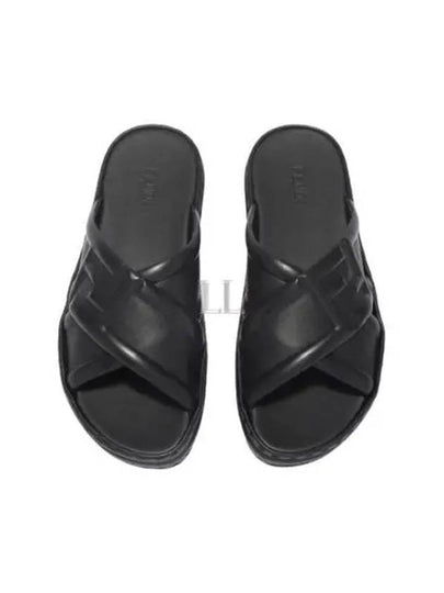 FF Logo Cross Slippers Black - FENDI - BALAAN 2