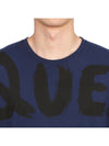 Graffiti Logo Print Cotton Short Sleeve T-Shirt Blue - ALEXANDER MCQUEEN - BALAAN 7