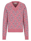 CD Diamond Motif Pattern Wool Knit Top Pink - DIOR - BALAAN 1