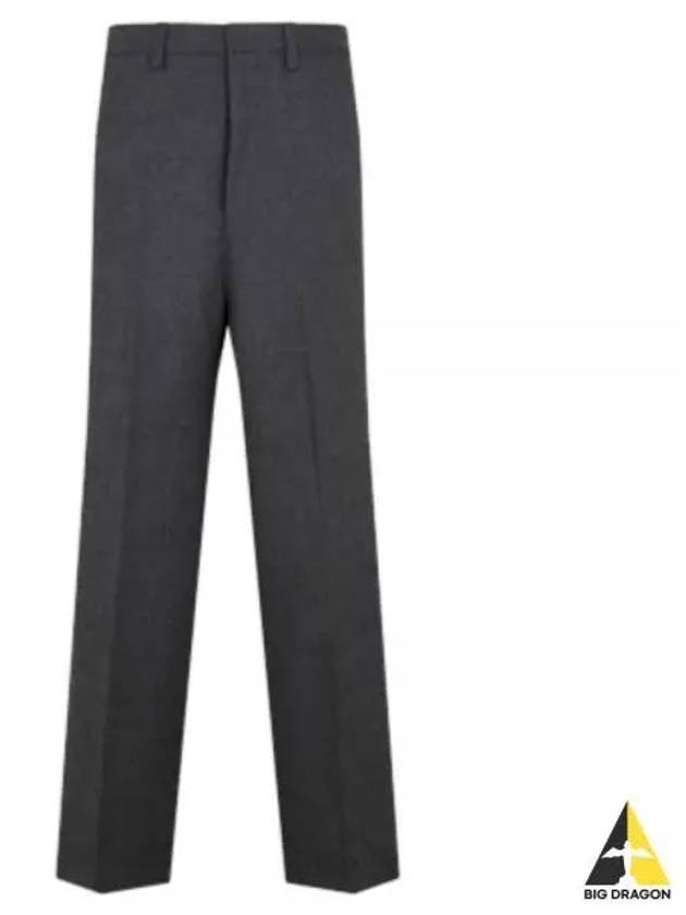 Gabardine Wool Loose Fit Wide Pants Grey - AMI - BALAAN 2