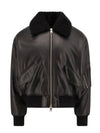 Leather Bomber Jacket Black - AMI - BALAAN 1