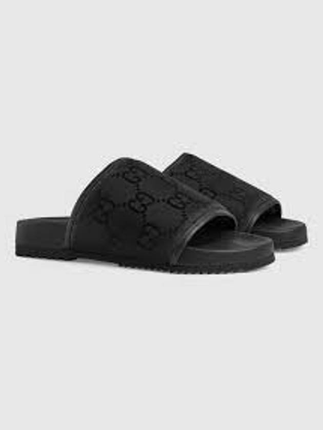 GG Monogram Slide Slippers Black - GUCCI - BALAAN 2