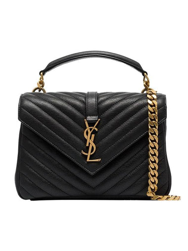 College Medium in Quilted Leather Shoulder Bag Black - SAINT LAURENT - BALAAN 1