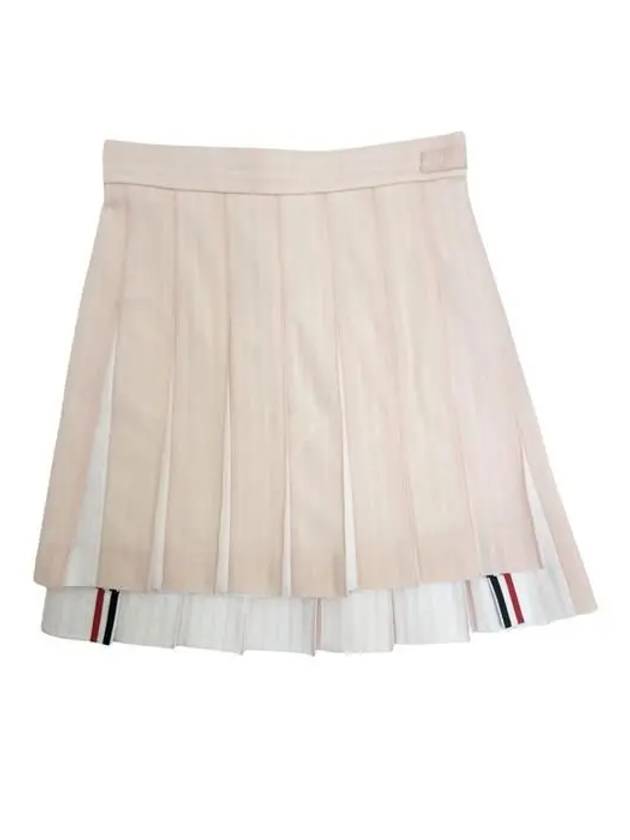 Hairline Stripe Twist Mini Pleated Skirt Light Pink - THOM BROWNE - BALAAN.