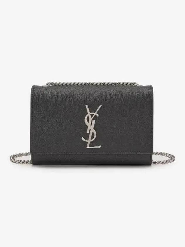 Kate Small Chain Bag In Grain de Poudre Leather Black - SAINT LAURENT - BALAAN 2