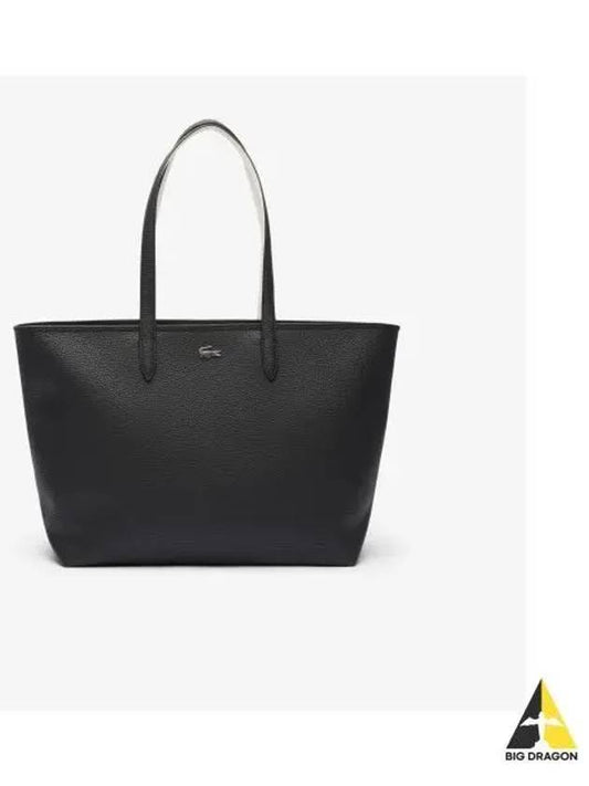 Women s Anna horizontal top zipper shopper bag black - LACOSTE - BALAAN 1