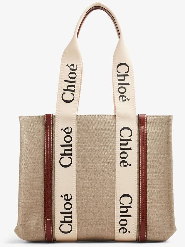 Woody Canvas Medium Tote Bag Brown - CHLOE - BALAAN 2