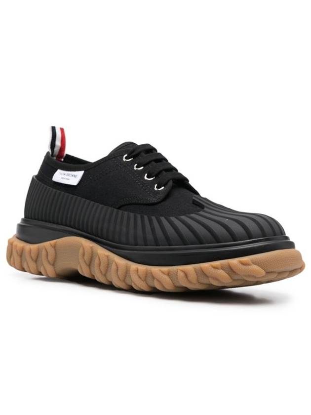 Men's Rubber Sole Canvas Duck Derby Black - THOM BROWNE - BALAAN.