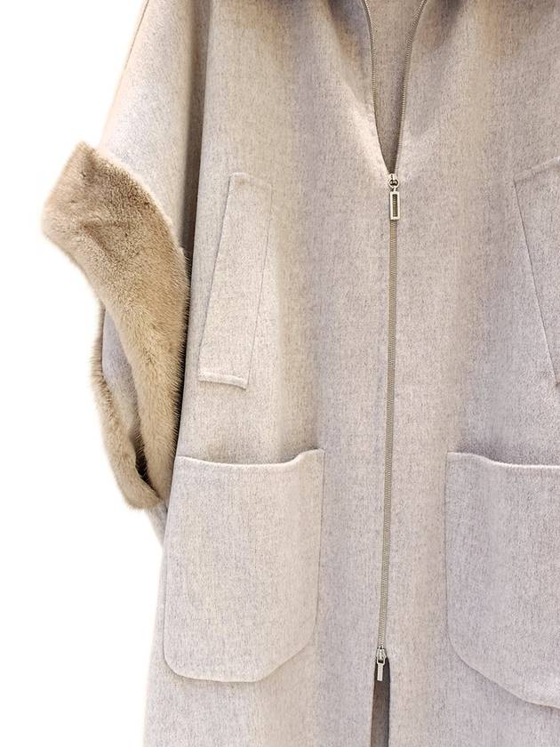 Women's Cashmere Mink Trimmed Oversized Coat Gray PLD222B885 I727 VR1 - FABIANA FILIPPI - BALAAN 5
