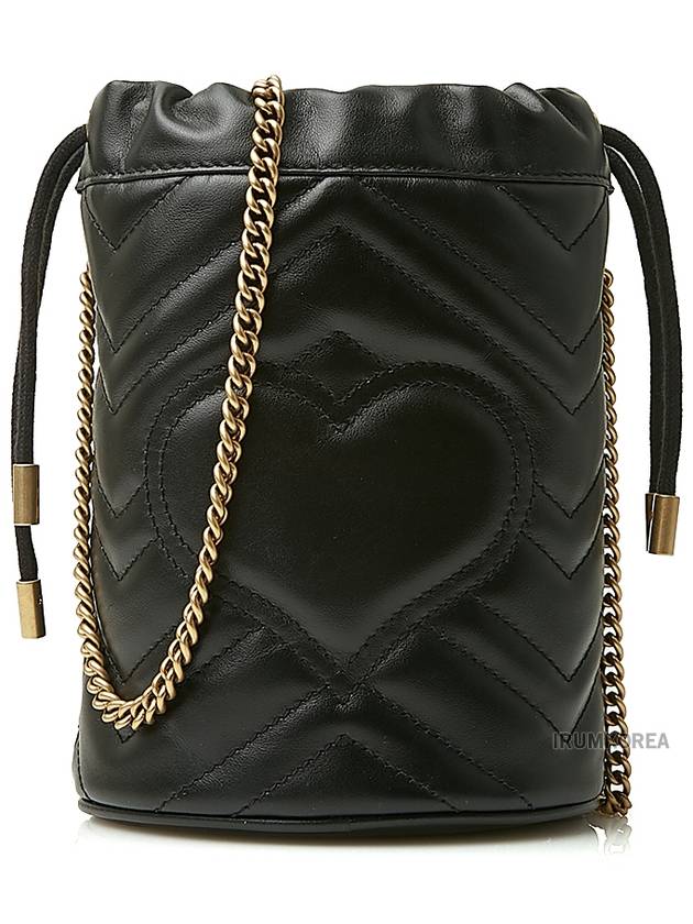 GG Marmont Gold Chain Mini Bucket Bag Black - GUCCI - BALAAN 4