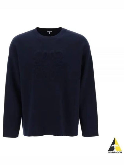 Debossed Anagram Wool Knit Top Navy - LOEWE - BALAAN 2