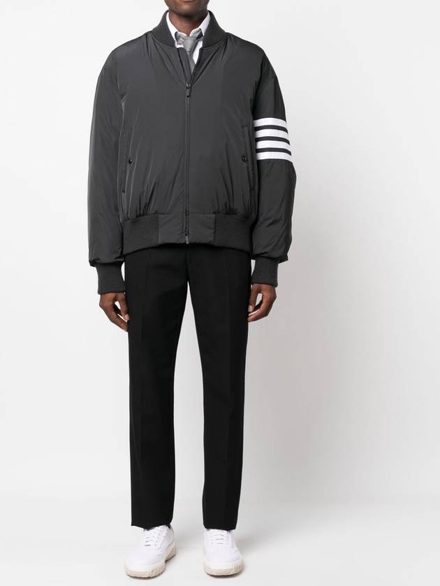 Poly Twill 4-Bar Oversized Knit Down Bomber Jacket Charcoal - THOM BROWNE - BALAAN 5