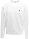 Heart Embroidered Logo Sweatshirt White - AMI - BALAAN 3