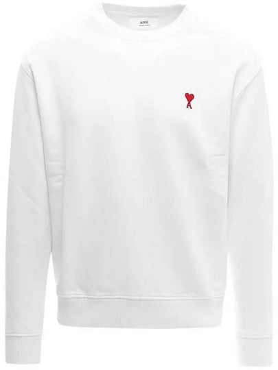 Heart Embroidered Logo Sweatshirt White - AMI - BALAAN 2