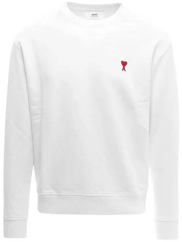 Heart Embroidered Logo Sweatshirt White - AMI - BALAAN 3