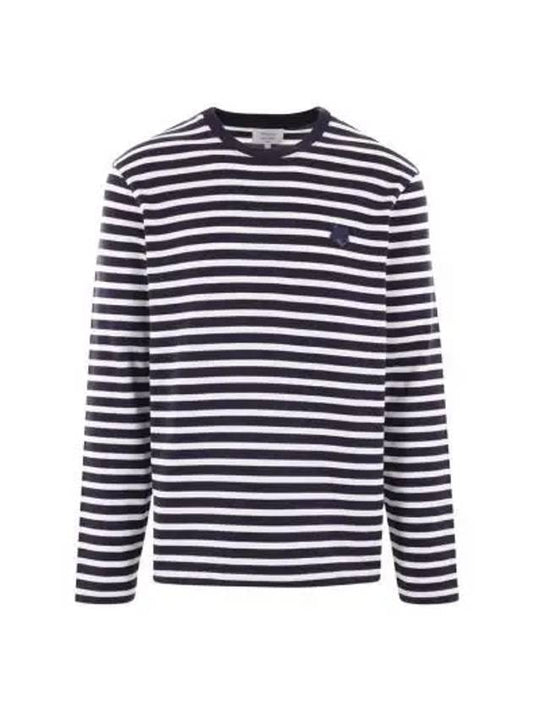 Fox Head Stripe Long Sleeve T-Shirt Navy - MAISON KITSUNE - BALAAN 2