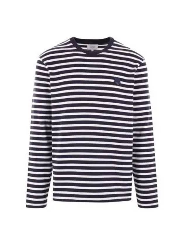 Fox Head Stripe Long Sleeve T-Shirt Navy - MAISON KITSUNE - BALAAN 3